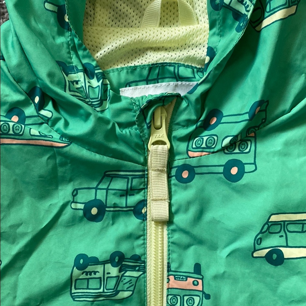 Cat & Jack Green Raincoat with Car Print - Picture 2 of 6